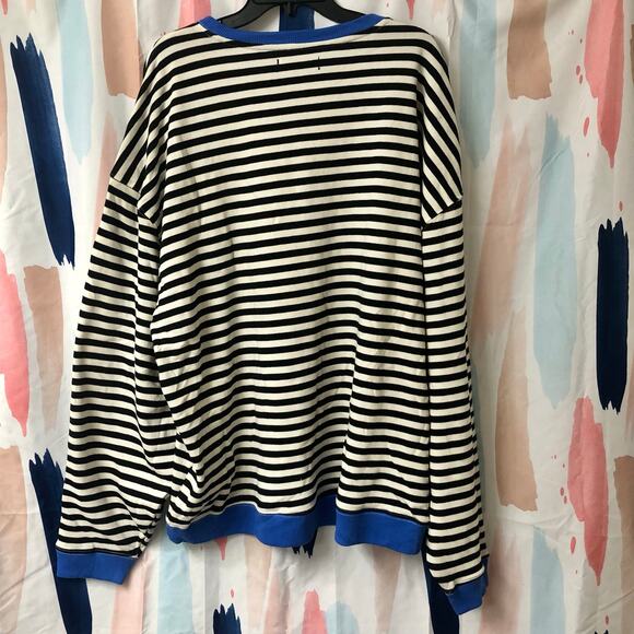 NWOT We the Free / Free People Classic Striped Oversized Crewneck in Black Combo - Picture 8 of 13
